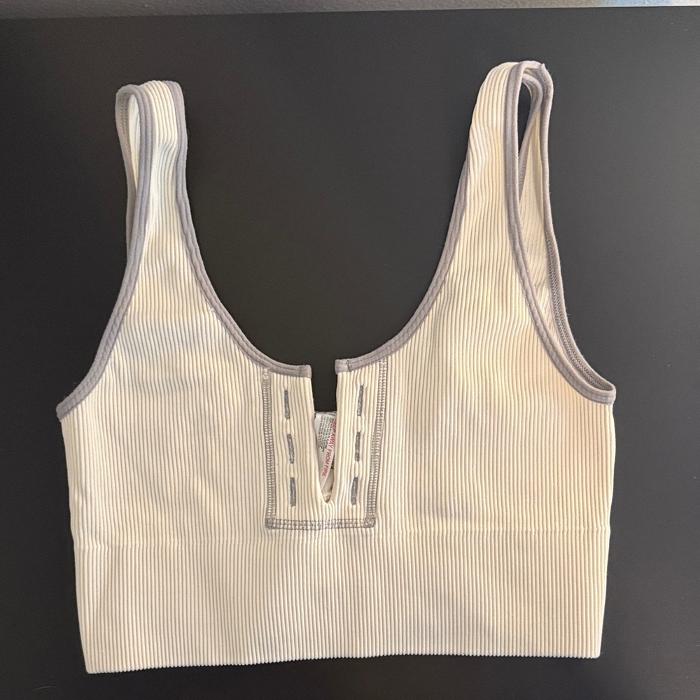 Urban Outfitters Cream Ribbed Crop Top